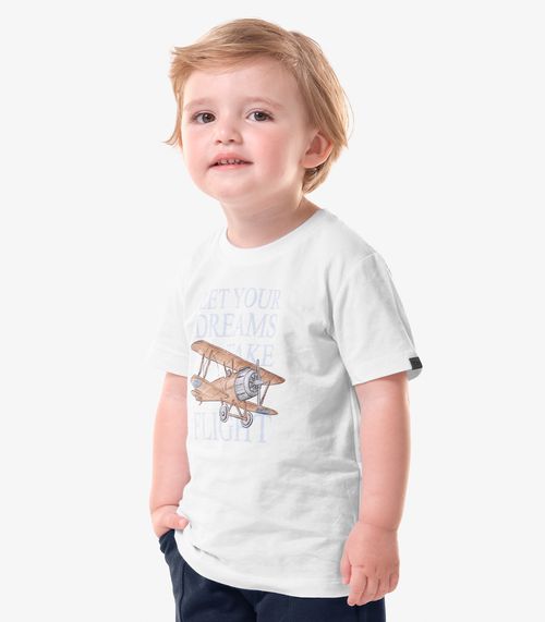 Camiseta Infantil Meia Malha E Estampa Trick Nick Branco