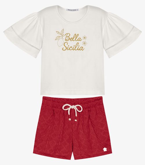 Conjunto Infantil Blusa Com Shorts Trick Nick Branco
