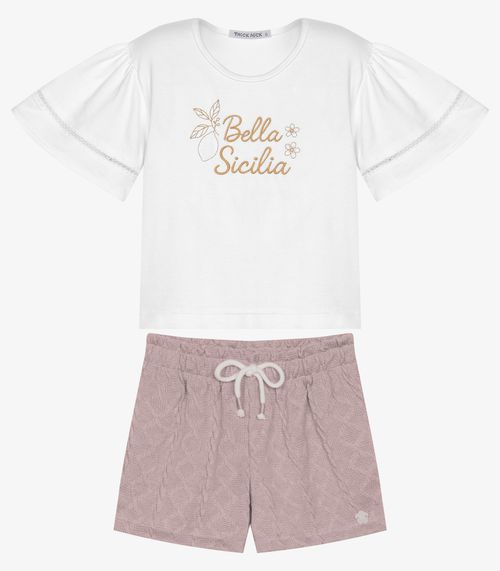 Conjunto Infantil Blusa Com Shorts Trick Nick Branco