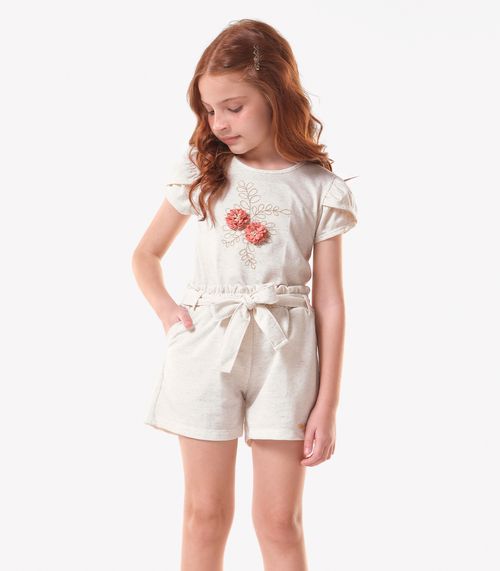 Shorts Infantil Feminino Moletinho Trick Nick Bege