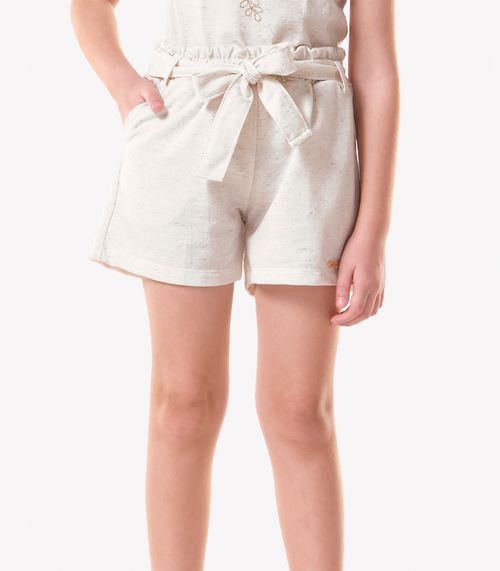 Shorts Infantil Feminino Moletinho Trick Nick Bege