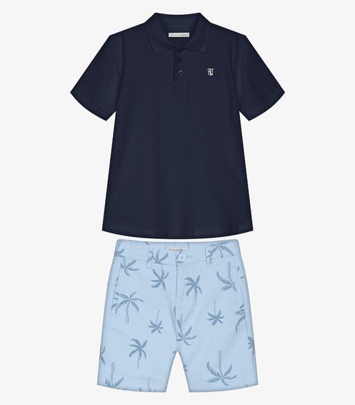 Conjunto Infantil Polo Com Bermuda Trick Nick Azul