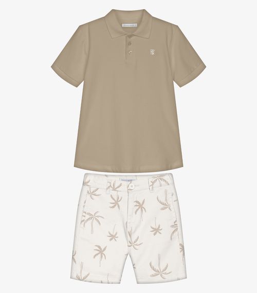 Conjunto Infantil Polo Com Bermuda Trick Nick Marrom