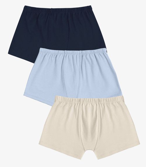 Kit 3 Cuecas Infantis Boxer Em Cotton Trick Nick Azul Marinho
