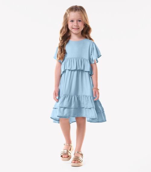 Vestido Infantil Feminino Viscose Trick Nick Azul