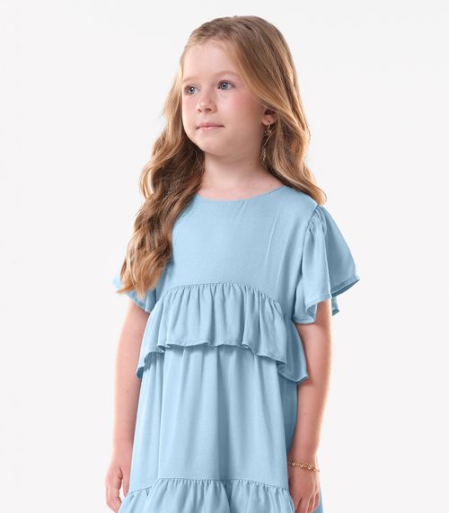 Vestido Infantil Feminino Viscose Trick Nick Azul