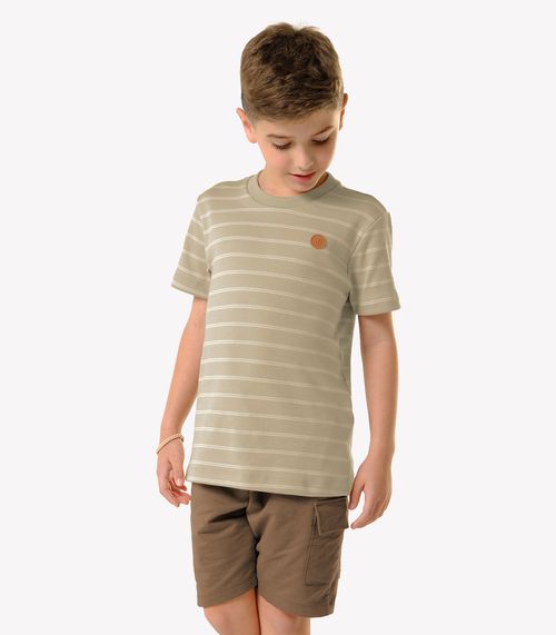 Conjunto Infantil Camiseta Com Bermuda Trick Nick Bege