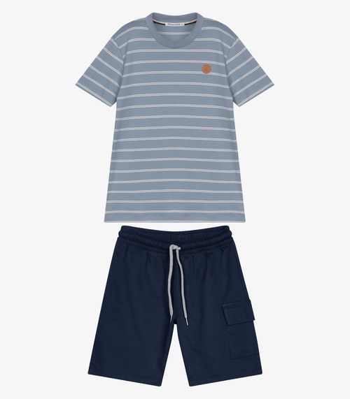 Conjunto Infantil Camiseta Com Bermuda Trick Nick Azul