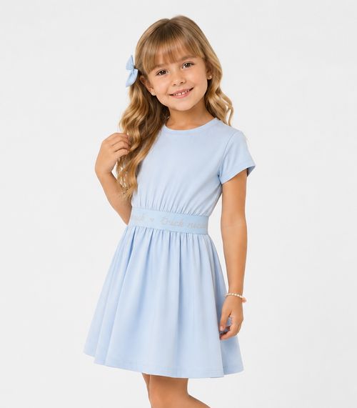 Vestido Infantil Em Malha Cotton Leve Trick Nick Azul