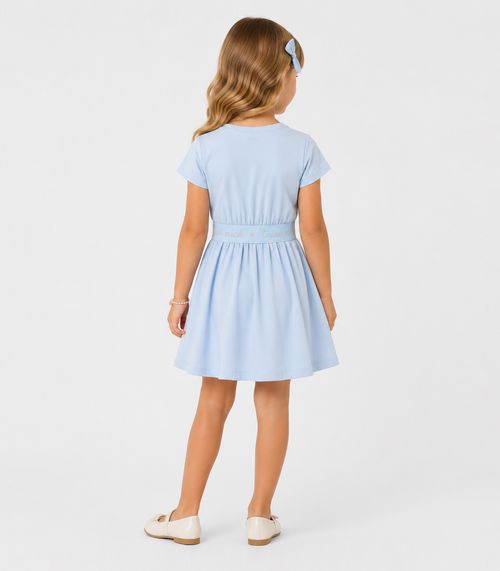 Vestido Infantil Em Malha Cotton Leve Trick Nick Azul