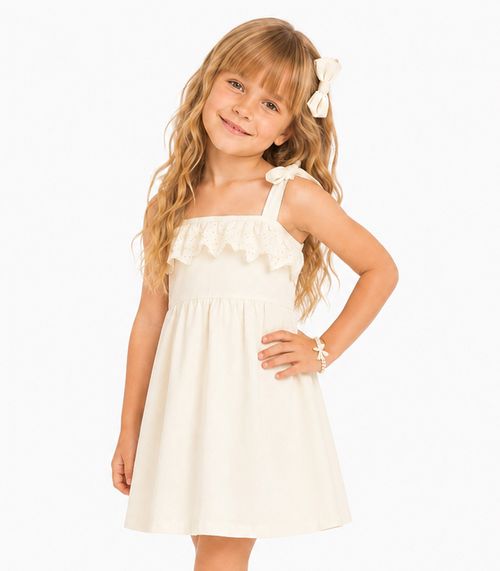 Vestido De Alça Infantil Em Molecotton Trick Nick Branco