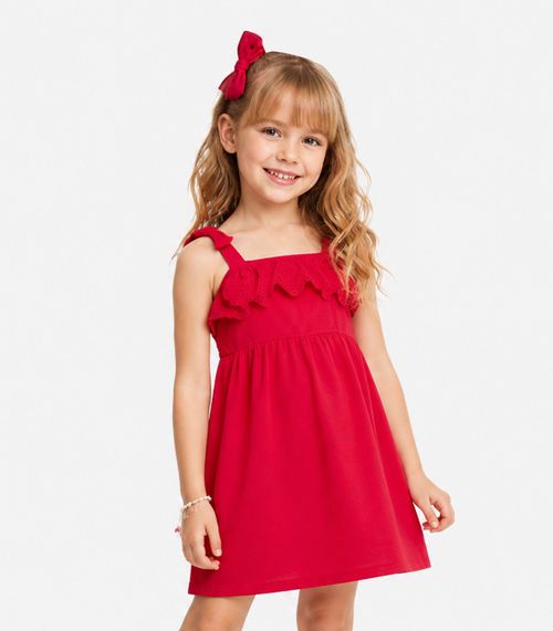 Vestido De Alça Infantil Em Molecotton Trick Nick Vermelho