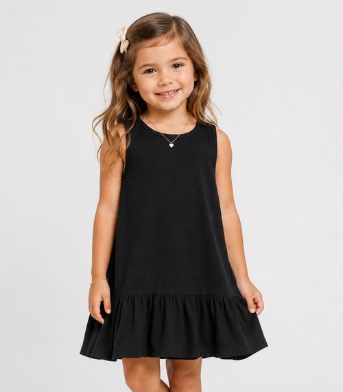 Vestido Infantil Feminino Em Meia Malha Trick Nick Preto