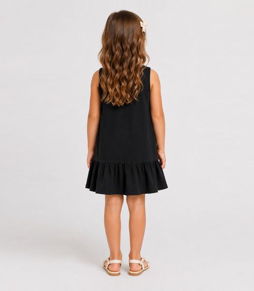 Vestido Infantil Feminino Em Meia Malha Trick Nick Preto