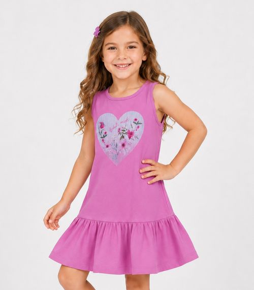 Vestido Infantil Feminino Com Estampa Trick Nick Rosa