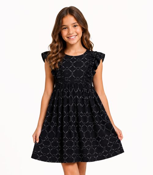 Vestido Infantil Feminino Estampado Trick Nick Preto