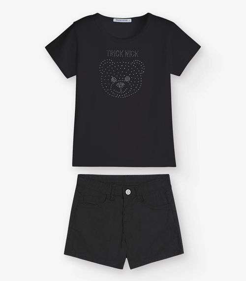 Conjunto Infantil Blusa Com Shorts Trick Nick Preto