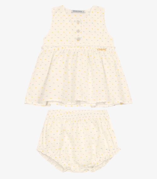 Conjunto Infantil Bata com Calcinha Trick Nick Off White