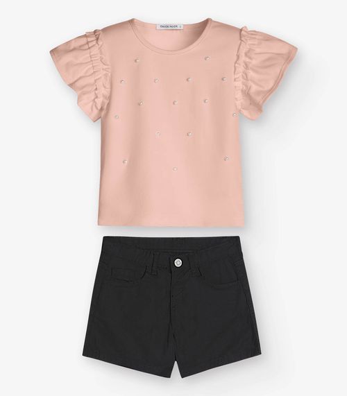 Conjunto Infantil Camiseta com Shorts Trick Nick Rosa