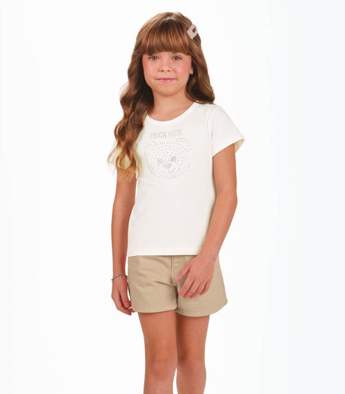 Conjunto Infantil Blusa Com Shorts Trick Nick Bege