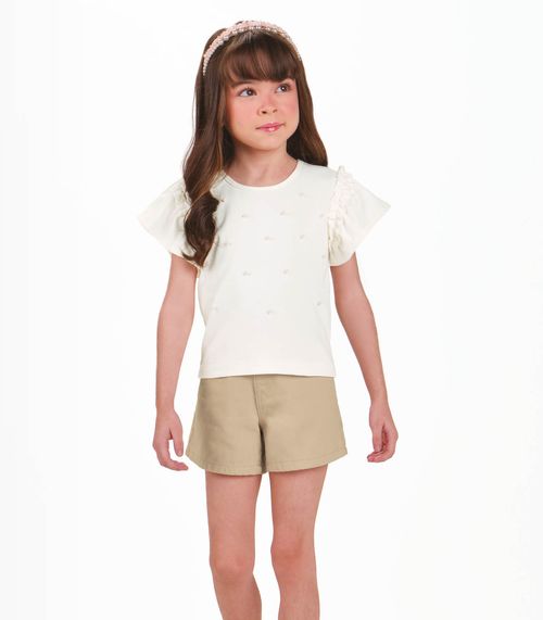 Conjunto Infantil Camiseta com Shorts Trick Nick Bege