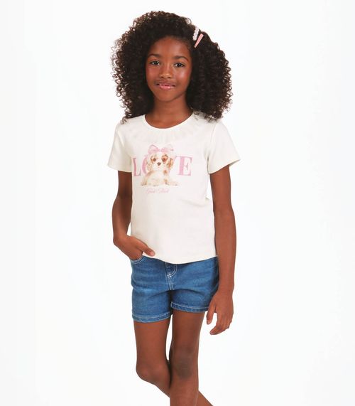 Conjunto Menina Blusa Com Shorts Trick Nick Bege