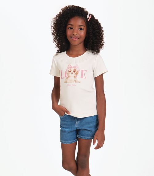 Conjunto Menina Blusa Com Shorts Trick Nick Bege