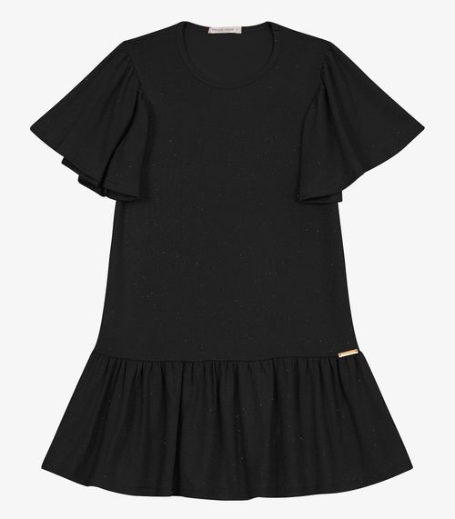 Vestido Infantil em Malha Star Shine Trick Nick Preto
