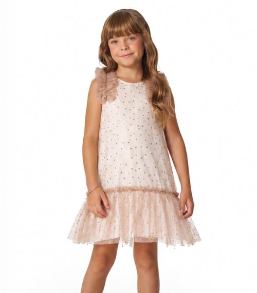 Vestido Infantil em Tule Lantejoulas Trick Nick Amarelo