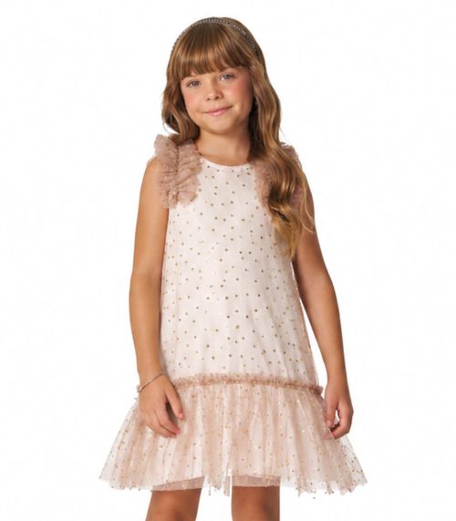 Vestido Infantil em Tule Lantejoulas Trick Nick Amarelo