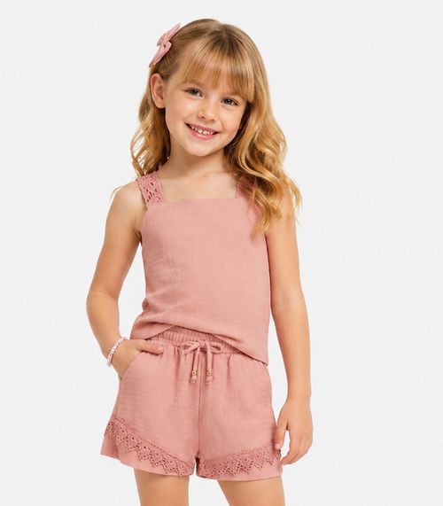 Conjunto Blusa Com Shorts Infantil Trick Nick Rosa