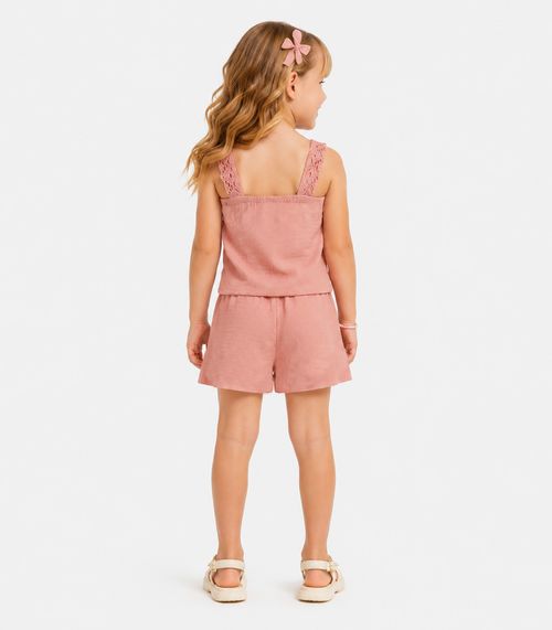 Conjunto Blusa Com Shorts Infantil Trick Nick Rosa