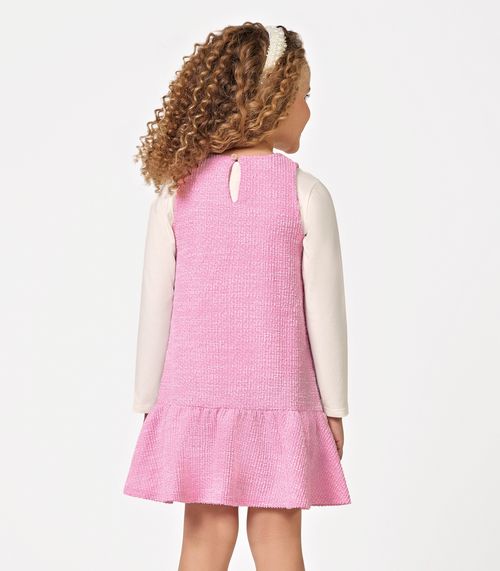 Conjunto Vestido Com Blusa em Tweed Trick Nick Rosa