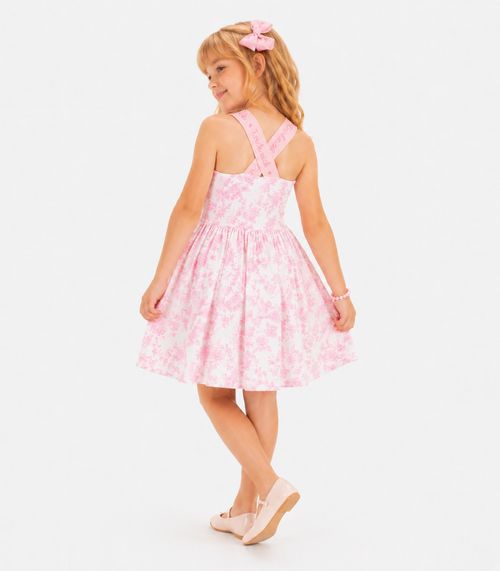Vestido Infantil Cotton Leve Estampado Trick Nick Rosa