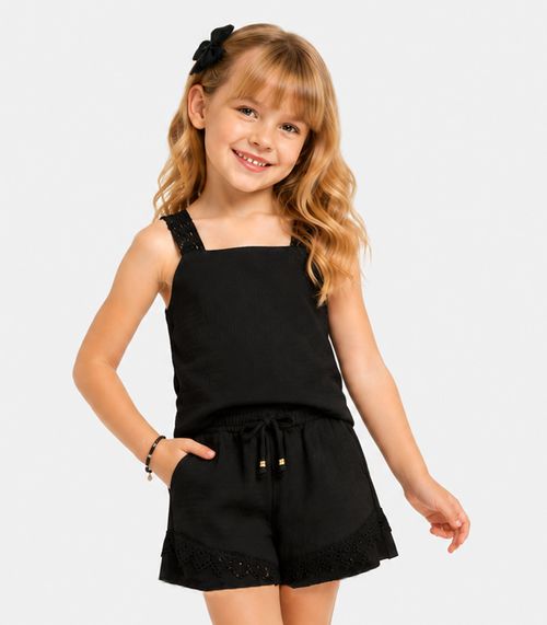 Conjunto Blusa Com Shorts Infantil Trick Nick Preto