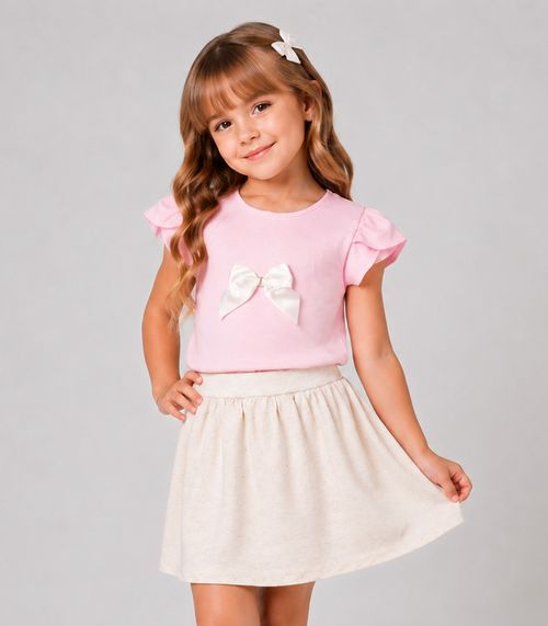 Conjunto Infantil Blusa Com Saia Trick Nick Rosa