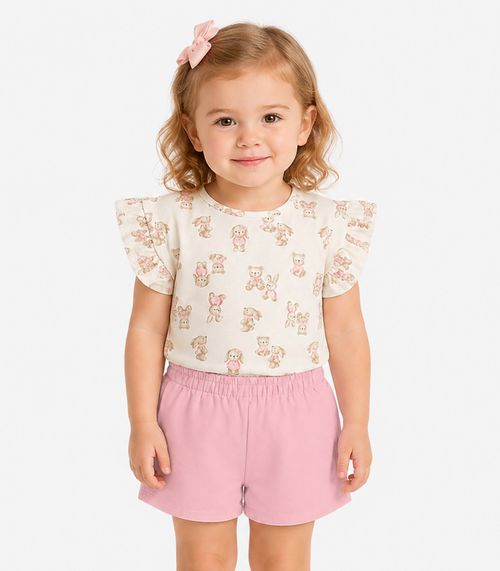 Conjunto Blusa Com Shorts Infantil Trick Nick Branco