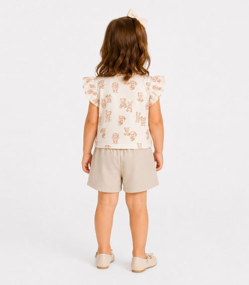 Conjunto Blusa Com Shorts Infantil Trick Nick Bege