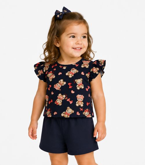 Conjunto Blusa Com Shorts Infantil Trick Nick Azul