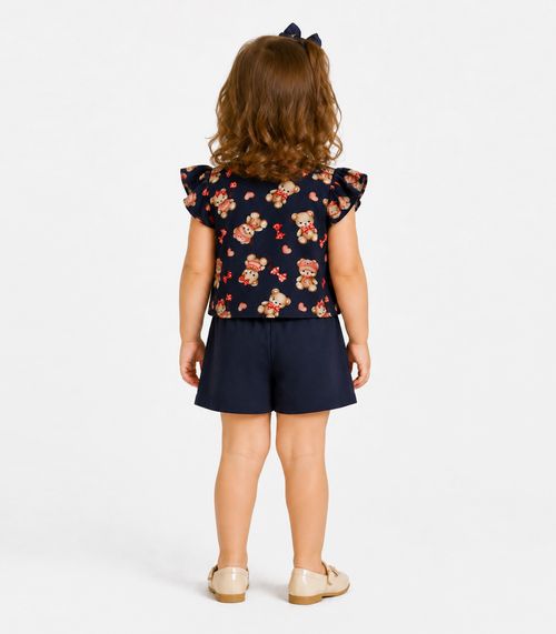Conjunto Blusa Com Shorts Infantil Trick Nick Azul