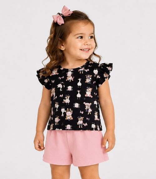 Conjunto Blusa Com Shorts Infantil Trick Nick Azul