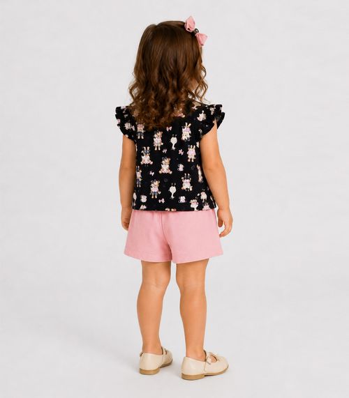 Conjunto Blusa Com Shorts Infantil Trick Nick Azul