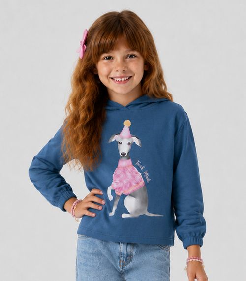 Blusão Com Capuz Infantil Feminino Trick Nick Azul