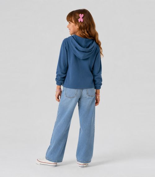 Blusão Com Capuz Infantil Feminino Trick Nick Azul