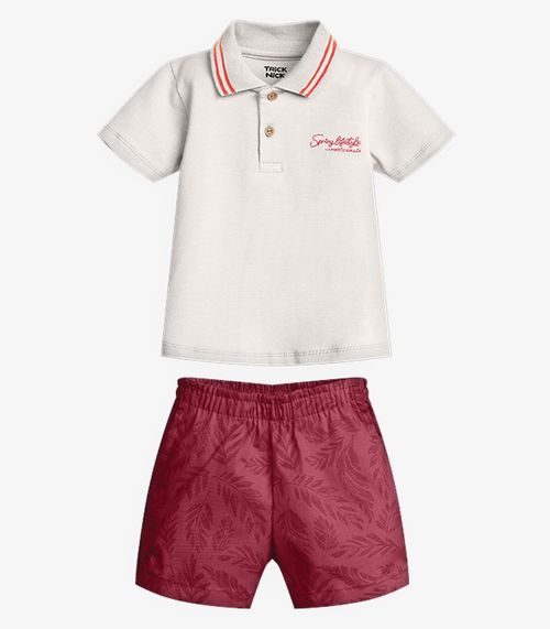 Conjunto Infantil Polo Com Bermuda Trick Nick Bege