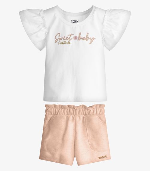Conjunto Feminino Blusa Com Shorts Trick Nick Branco