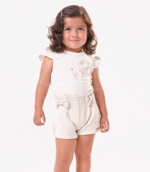 Conjunto Infantil Blusa Com Shorts Trick Nick Bege