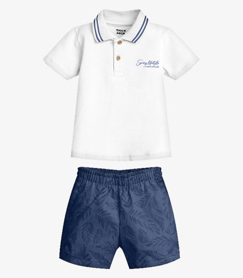 Conjunto Infantil Polo Com Bermuda Trick Nick Branco