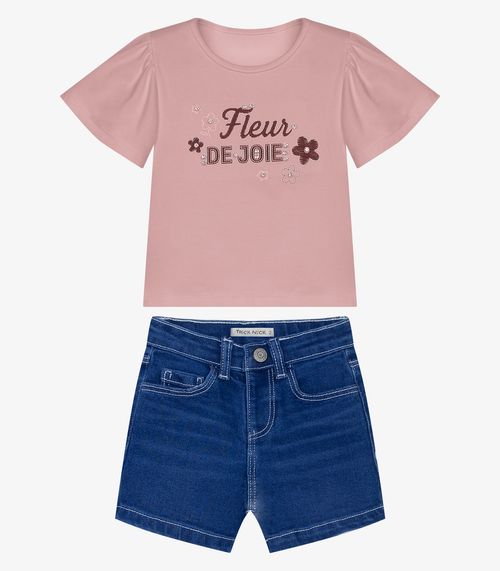 Conjunto Feminino Blusa Com Shorts Trick Nick Rosa