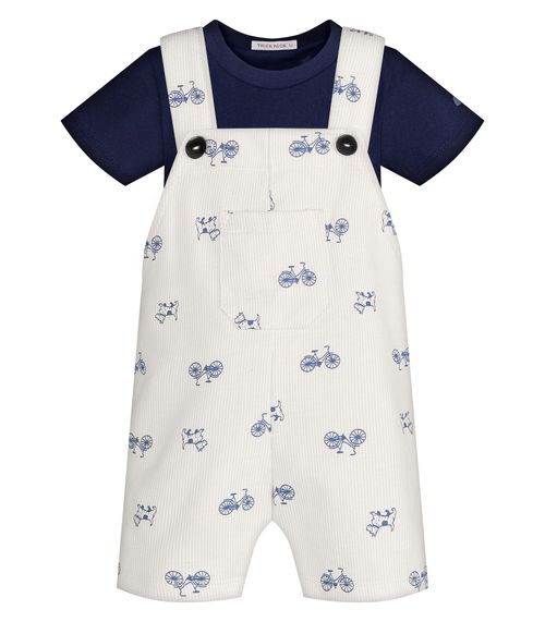 Conjunto Infantil Camiseta E Jardineira Trick Nick Bege
